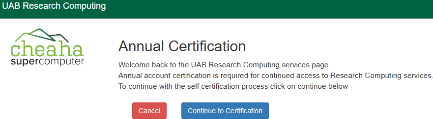 !Account certification notification page.