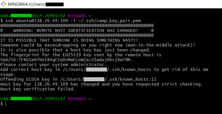 image showing remote host identification has changed error