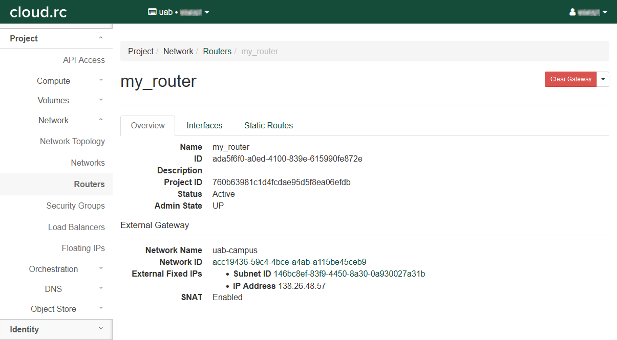 !my_router overview page. Three tabs are available. The Overview tab is selected.