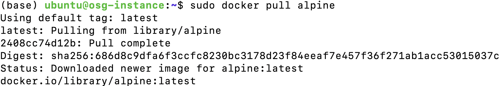 Containers docker pull alpine.