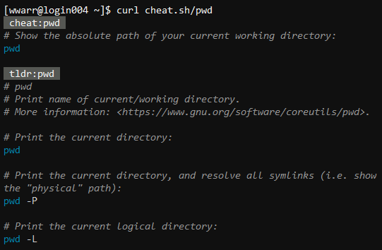 curl of site cheat.sh/pwd