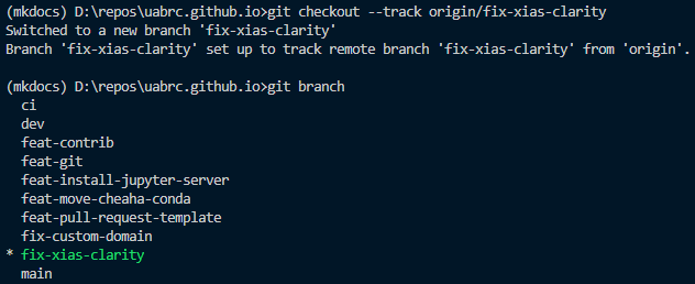 git checkout remote example