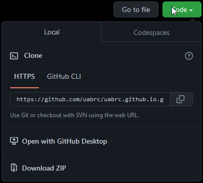 github repository code button instructions
