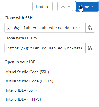 gitlab repository clone button instructions
