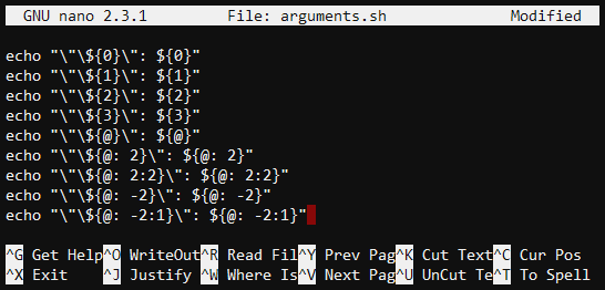 example file showing numeric argument variables